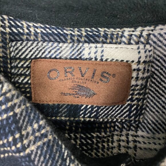 Orvis Flannel Shirt Jacket Shacket Men's Large Gray Black Shadow Plaid Check - Picture 6 of 13